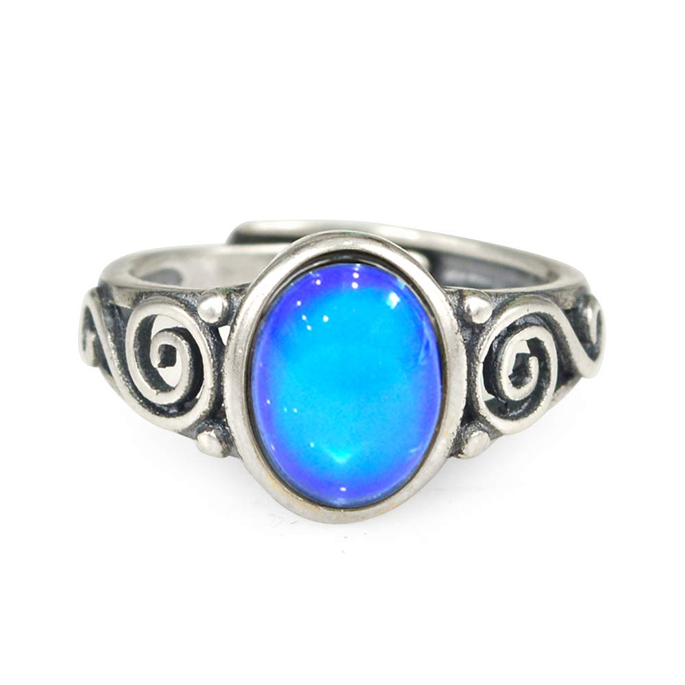 アクセサリー 2 Stone Mood Ring silver Amazon.com: FUN JEWELS Minimalist Mood Ring in Silver Size